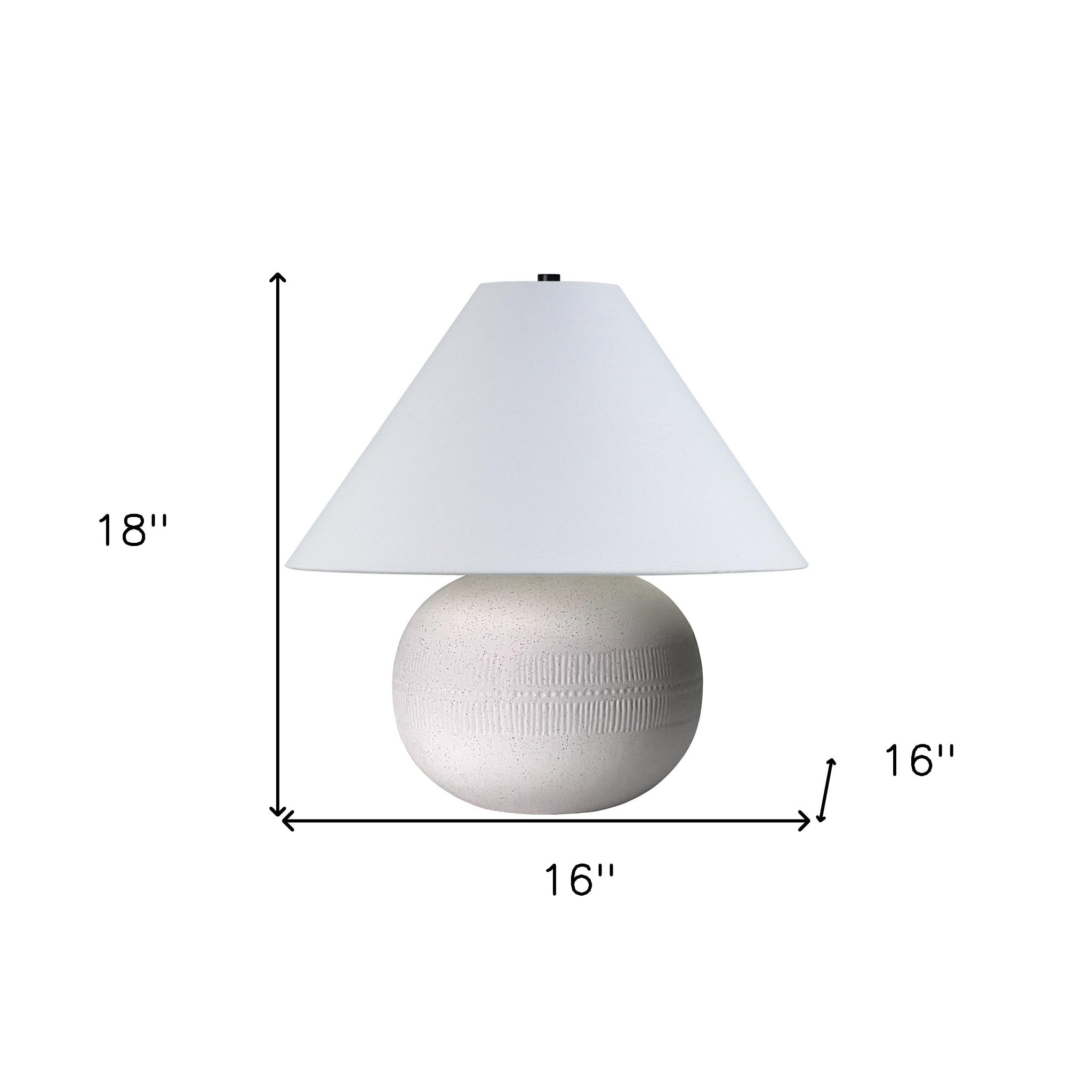 18" Off White Ceramic Round Table Lamp With White Cone Shade