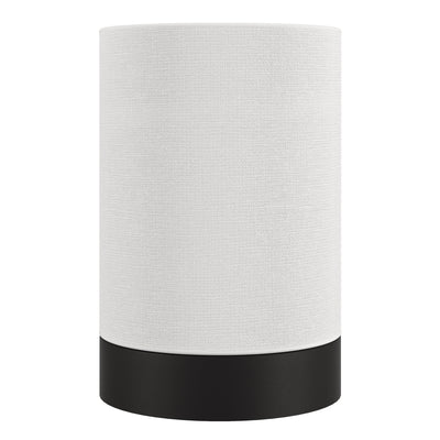 9" Black Metal Cylinder Bedside Table Lamp With White Drum Shade 