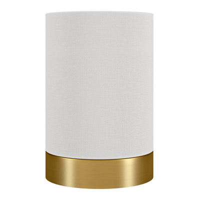 9" Brass Metal Cylinder Bedside Table Lamp With White Drum Shade 