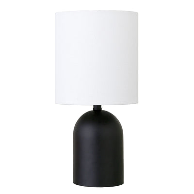 13" Black Metal Cylinder Table Lamp With White Drum Shade 