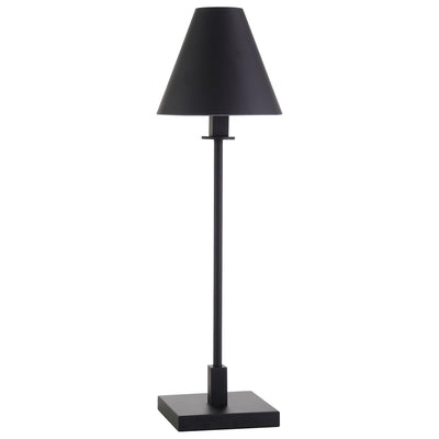 28" Black Metal Candlestick Table Lamp With Black Cone Shade 