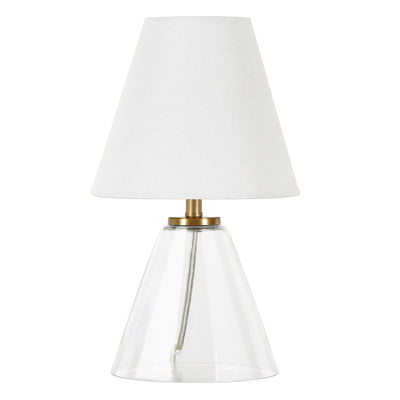14" Clear Glass Cylinder Table Lamp With White Drum Shade 