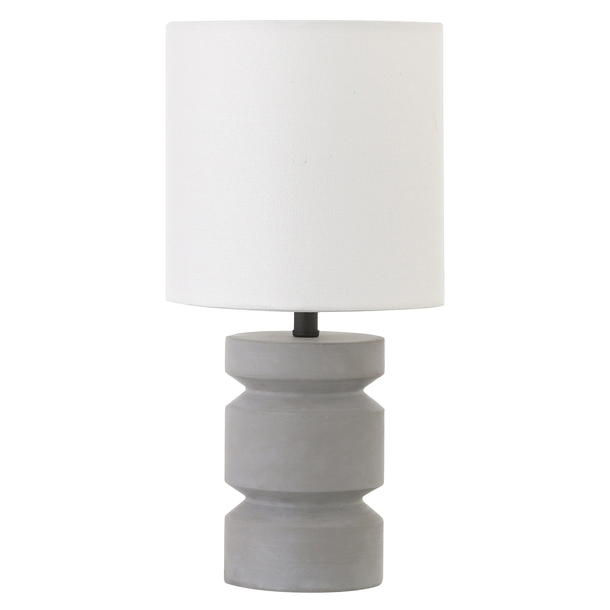 14" Gray Concrete Geometric Table Lamp With White Drum Shade