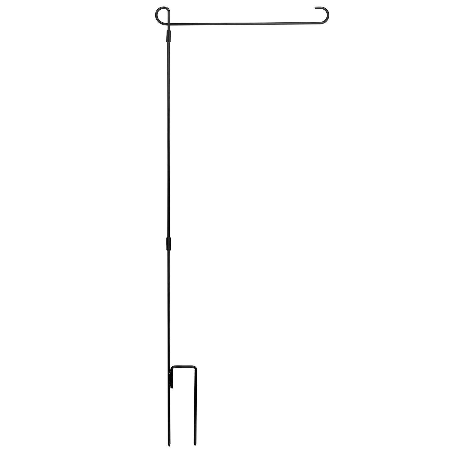 1Pc Garden Flag Stand Flagpole Weatherproof Wrought Iron Coated Yard Flag Holder For Yard Flag Party Banner Fits 11.8x17.7in Flag For Christmas Halloween Outdoor Decoration 