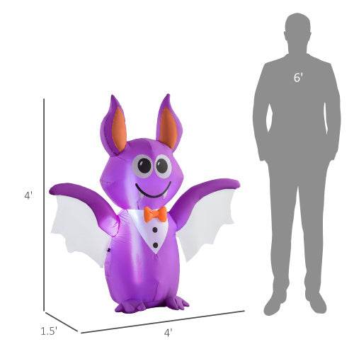 Outsunny 6ft Inflatable Halloween Decoration Bat, Blow Up Outdoor LED Yard Display, Waterproof 