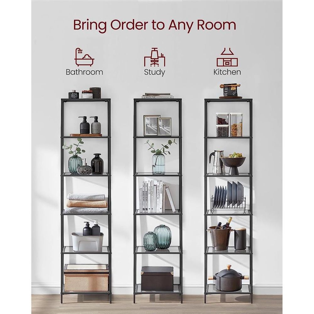 VASAGLE Bookcase, Slim Shelving Unit 