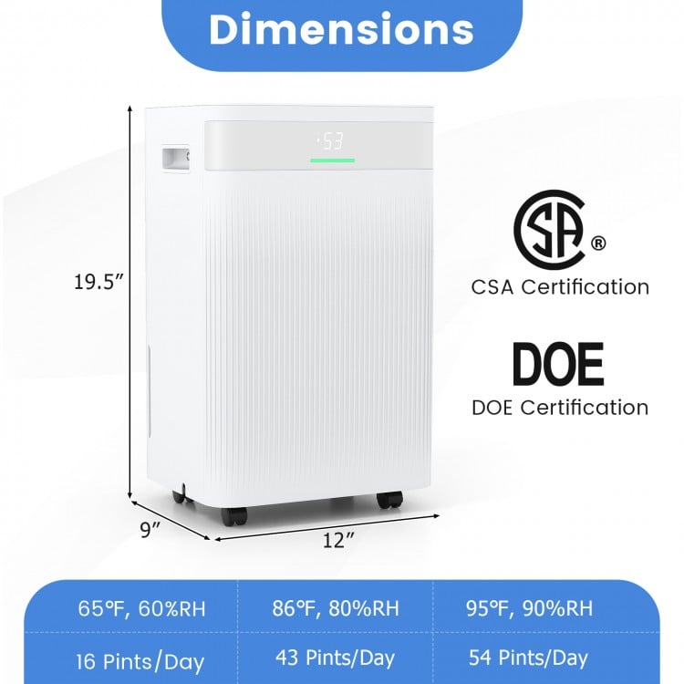54 Pints Dehumidifier for Home 4500 Sq.Ft Dehumidifier