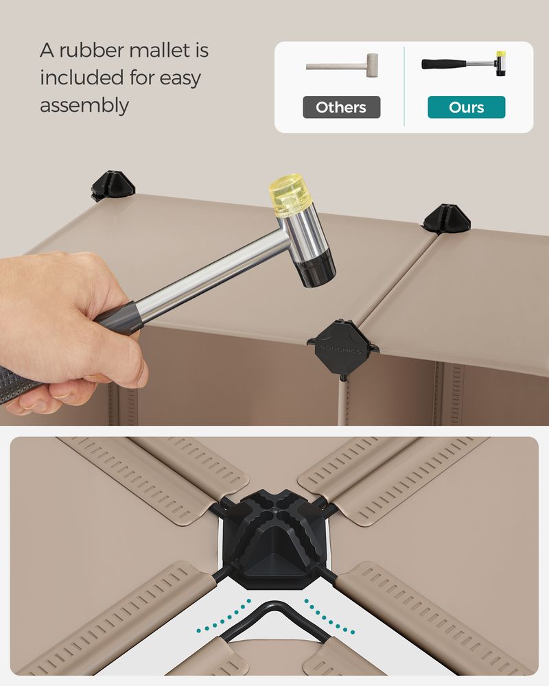 SONGMICS 6 Cube Storage Organizer with Feet and Rubber Mallet 