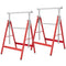 Set of 2 Adjustable Telescopic Builders Trestle, DIY Steel Work Bench Carpenter, Folding Saw Horse Tools Red