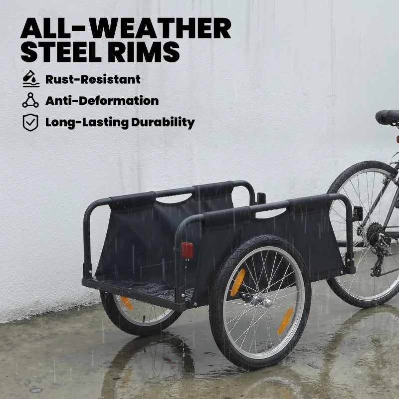 Soozier Bicycle Cargo Trailer Wagon Cart with Quick Release 16" Pneumatic Wheels, Universal Hitch & Safety Flag