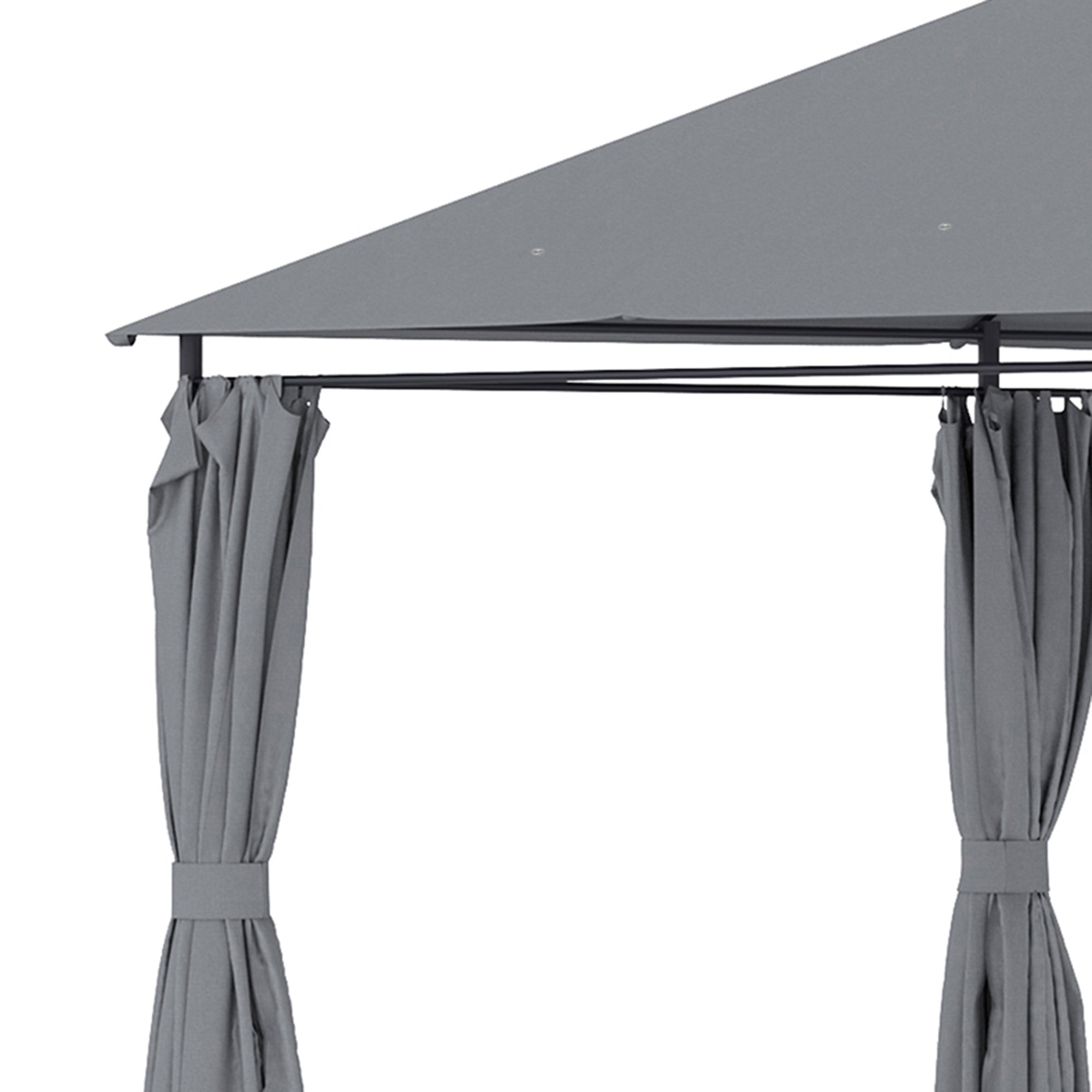 Outsunny 13x10' Steel Patio Gazebo with Soft-top Canopy, Party Tent, 6 Removable Curtains, Drainage Holes, Grey 