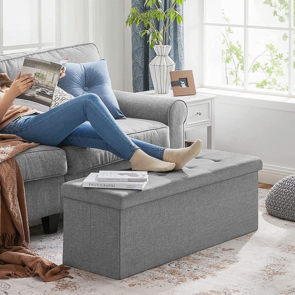 SONGMICS MAZIE Collection 43'' Folding Storage Ottoman Bench 