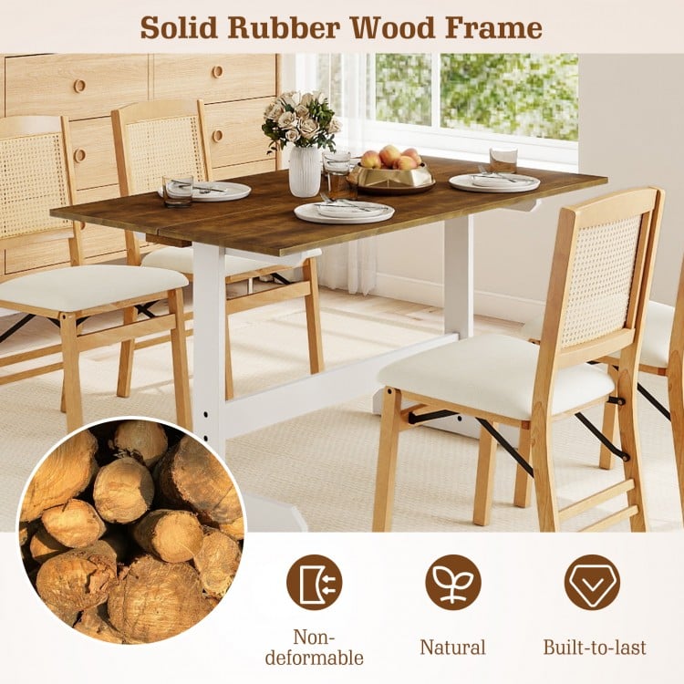 55 Inch Dining Table for 4-6 People Rectangular Kitchen Table with Solid Wood Trestle Base-Walnut