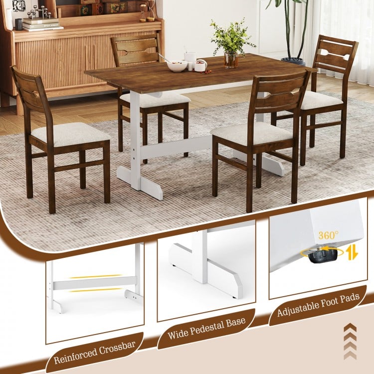 55 Inch Dining Table for 4-6 People Rectangular Kitchen Table with Solid Wood Trestle Base-Walnut