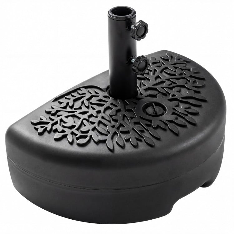 55 LBS Half Round Patio Umbrella Base  for Deck Lawn Poolside-Black