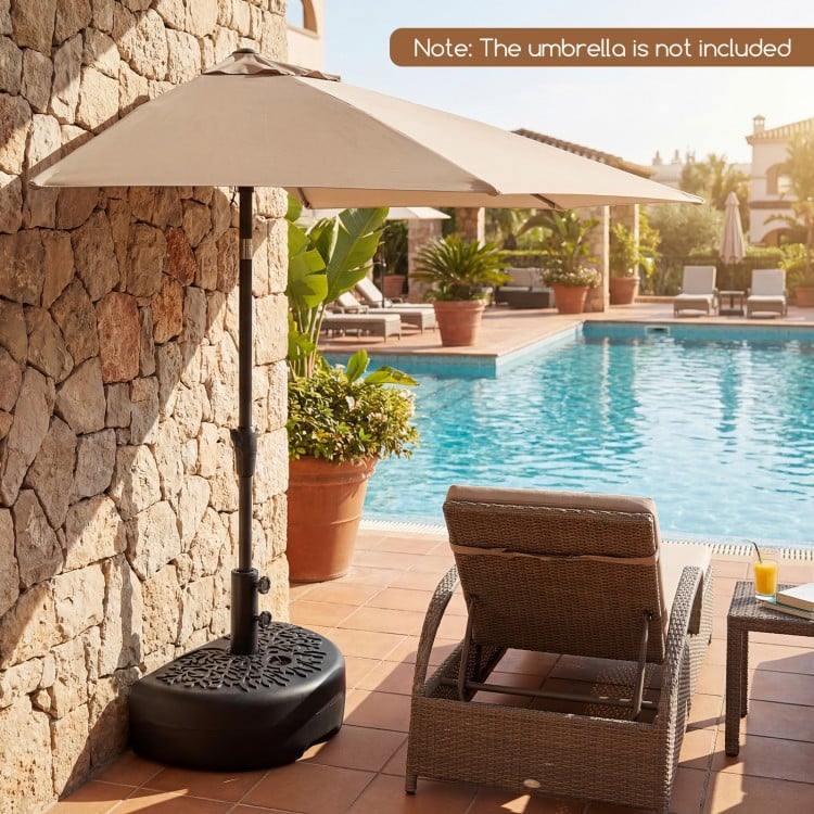 55 LBS Half Round Patio Umbrella Base  for Deck Lawn Poolside-Black