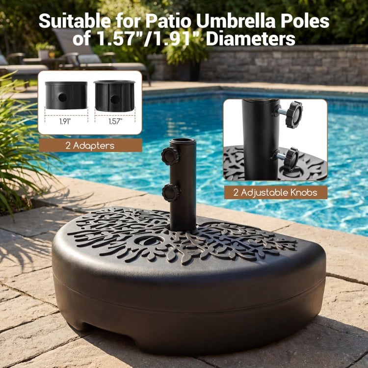 55 LBS Half Round Patio Umbrella Base  for Deck Lawn Poolside-Black