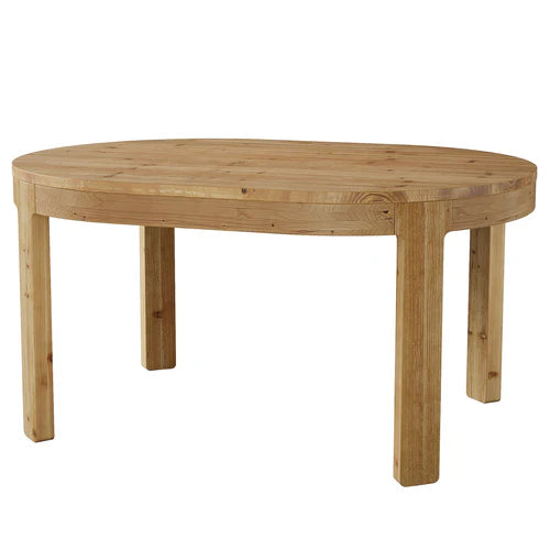 Dining Table 55" Oval Solid Wood Kitchen Dinner Table for 4-6 People with Thick Support Legs and Natural Wood Finish Brown