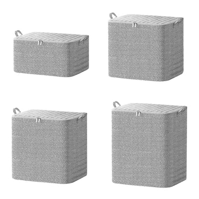 4 Pack Foldable Non Woven Storage Bags Closet Organizers Wardrobe Sorting Baskets with 2 Handles Dustproof Lid Zipper for Clothes Quilt 30L 110L 150L 