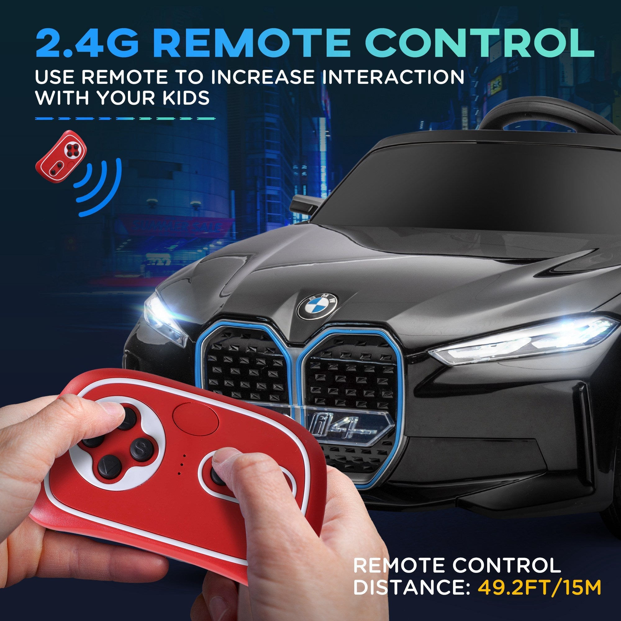 Aosom 12V Kids Ride-On Car: Remote Control, 3.1MPH, Portable Battery, Black 