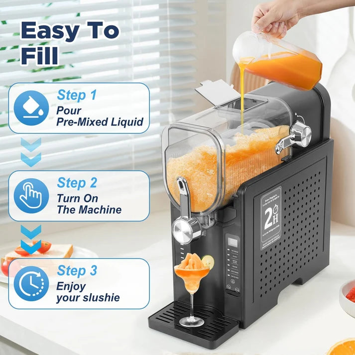 Professional Slushie Machine with Self-Cleaning Function, No Ice Needed, 6 Presets, Black