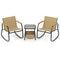 3 Piece Rocking Bistro Chairs and Side Table Set with Storage Bag-Brown