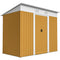 7' x 4' Outdoor Storage Shed, Metal Garden Tool Storage House Organizer with Lockable Sliding Doors and Vents for Backyard Patio Lawn, Yellow
