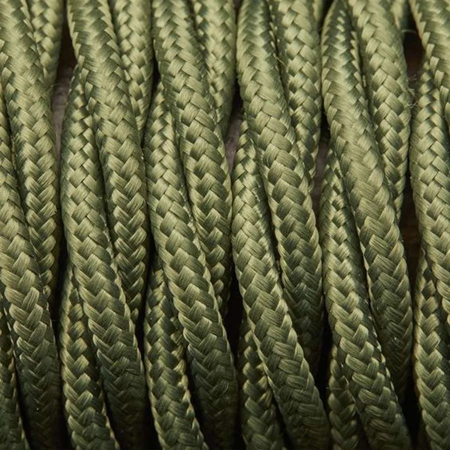 2 Core Twisted Fabric Electrical Cable Army Green~1193