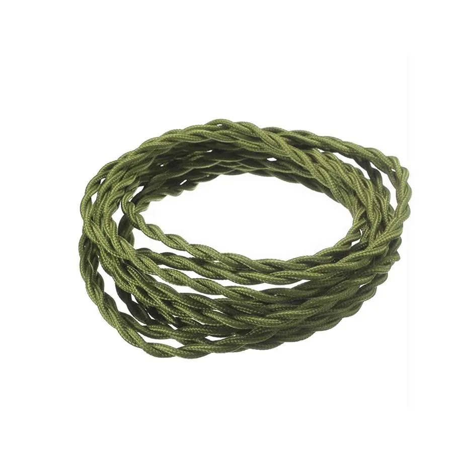 2 Core Twisted Fabric Electrical Cable Army Green~1193