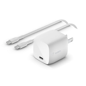 Belkin BoostCharge 30W USB-C GaN Wall Charger + USB-C Cable - Power Adapter 