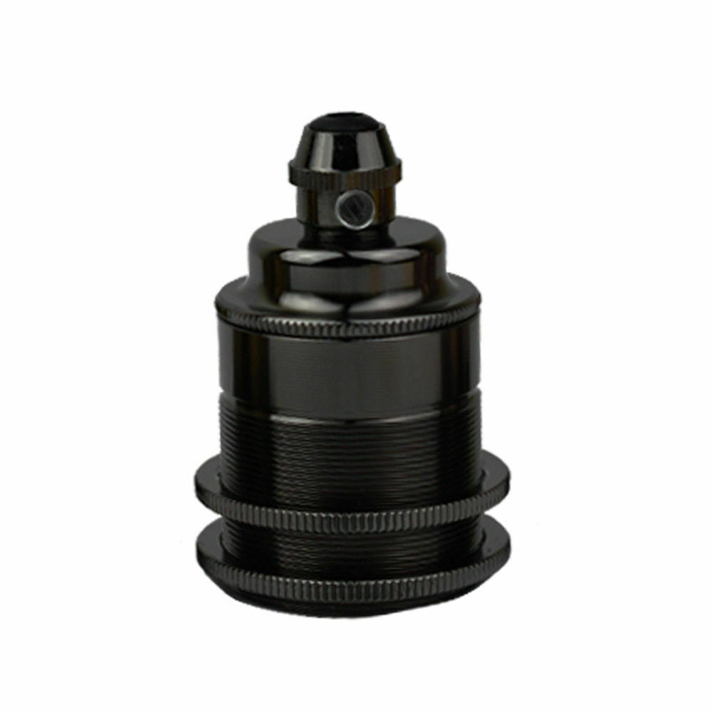 Threaded Holder Bright Black E26 Base Screw Thread Bulb Socket Lamp Holder~1228