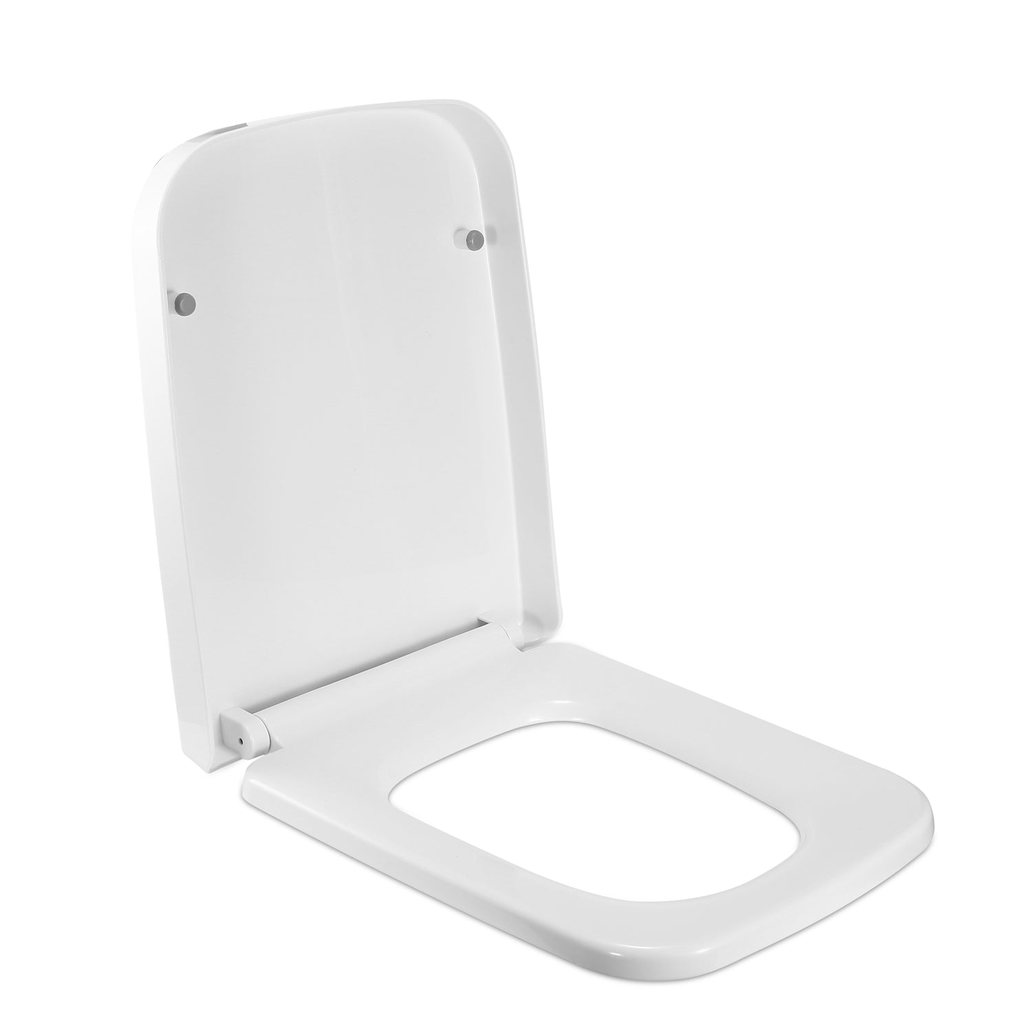 Square Toilet Seat with Grip-Tight Seat Bumpers Heavy-Duty Quiet-Close Quick-Release Easy Cleaning White UK 