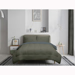 3-Piece Solid Reversible Comforter Set, Double/Queen, Thyme Green