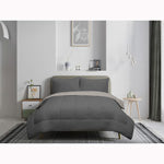 3-Piece Solid Reversible Comforter Set, Double/Queen, Camden Charcoal