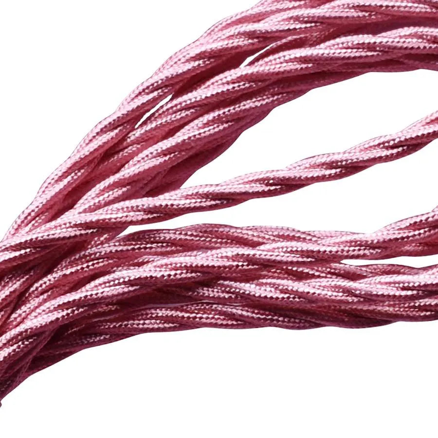 18 Gauge 2 Conductor Twisted Cloth Covered Wire Braided Light Cord Shiny Pink ~ 1347