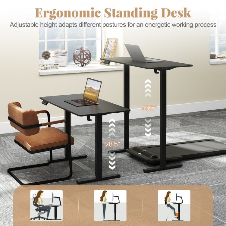 48 Inch x 24 Inch Ergonomic Electric Standing Desk with 3 Memory Settings for Home Office-Black