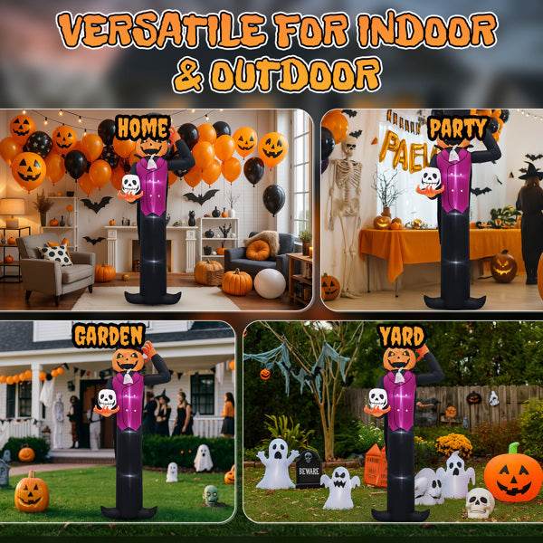 12ft Caped Pumpkin Man, Halloween Inflatable Decoration 12V 