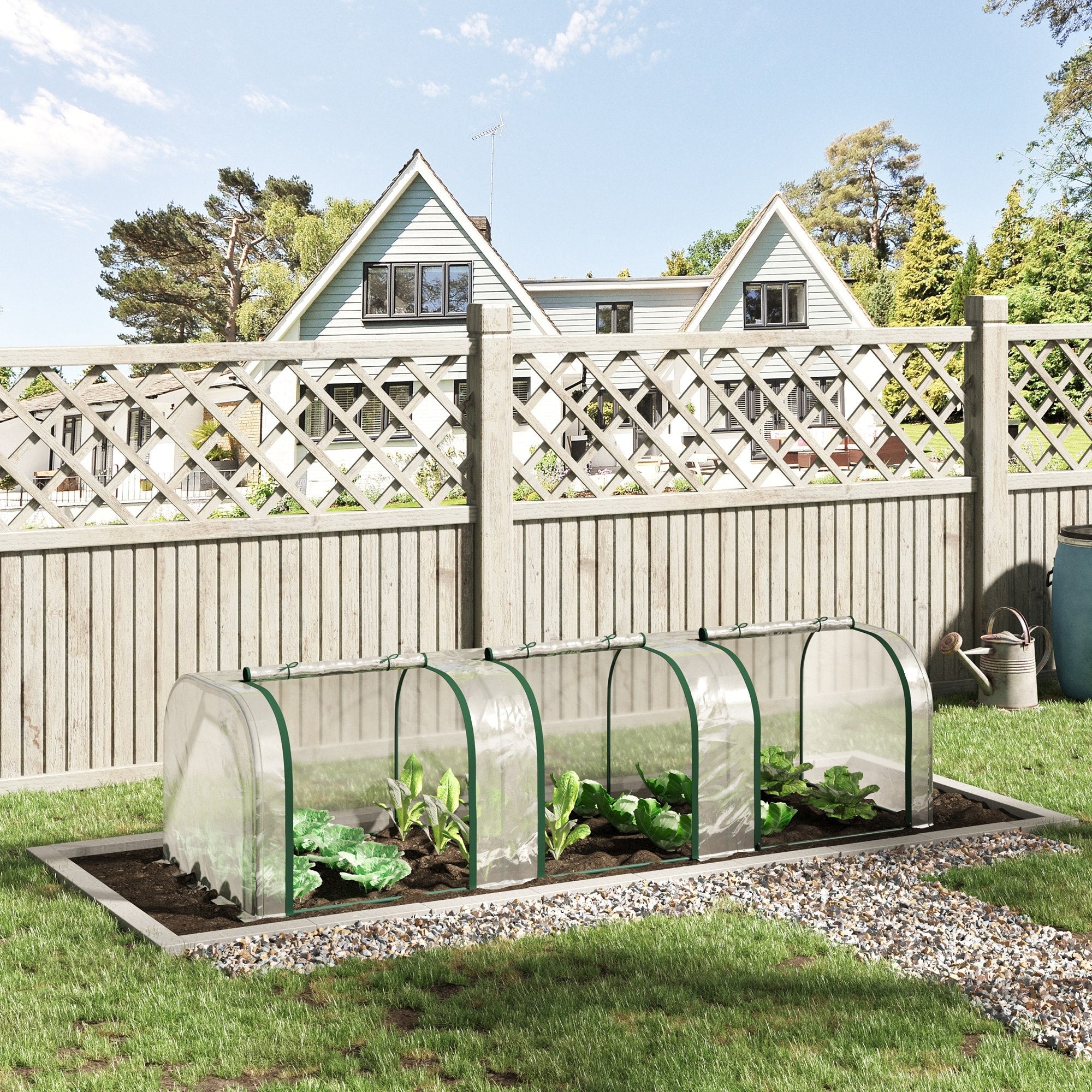 Outsunny Portable Mini Tunnel Greenhouse 10' x 3' x 2.5' with 3 Zipped Doors Clear Easy Assembly 