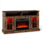58 Inch Fireplace TV Stand with LED Lights with Storage Cabinets and Glass Doors-Rustic Brown