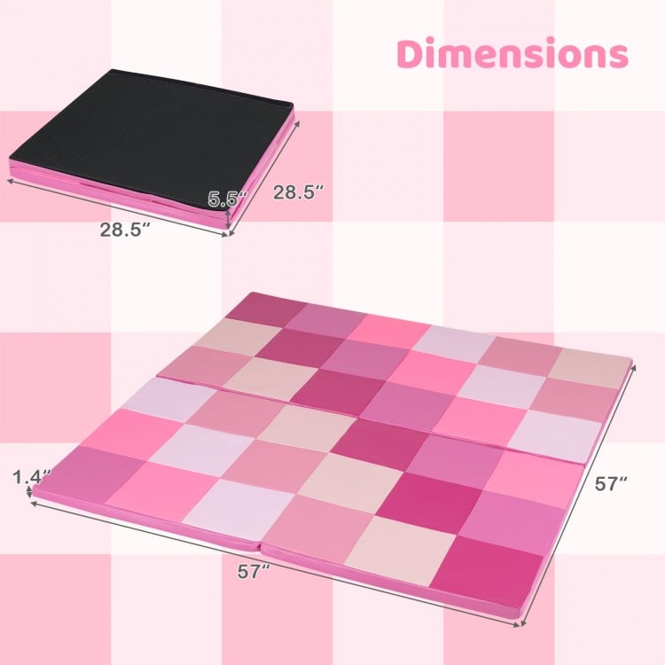 58 Inch Toddler Folding Activity Floor Mat Foam Baby Play Mat-Pink