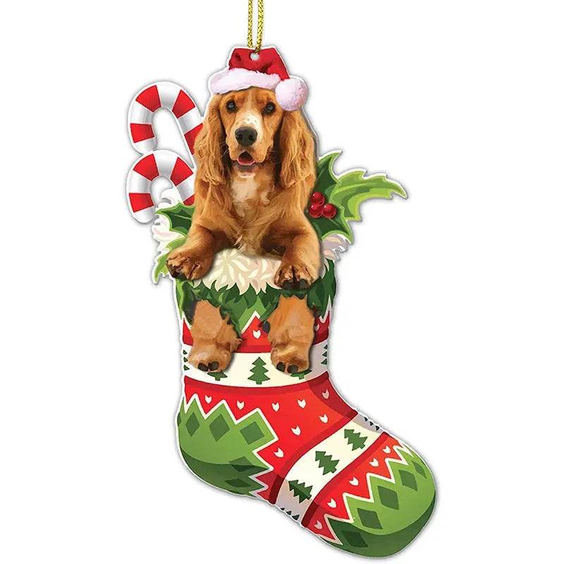 Christmas Stockings Christmas Tree Decorative Socks Dog Pendant Creative Cute 