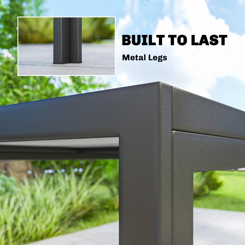Outdoor Dining Table for 4-6, 59" Outdoor Patio Table with Metal Legs, Wood-Effect Top, Grey
