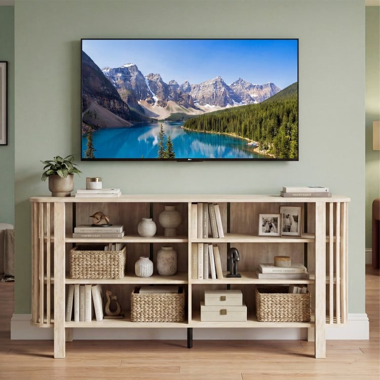 59 Inch TV Stand for TVs Up to 55 Inches with Adjustable Shelves-Natural