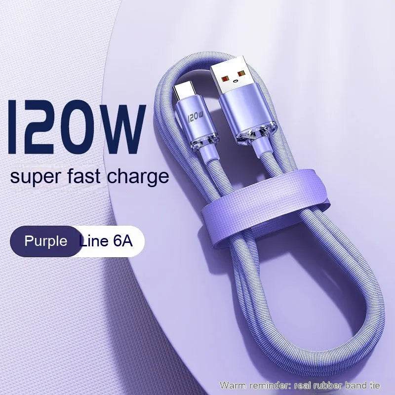 120W Data Cable Type-C Mobile Phone Charging Cable 