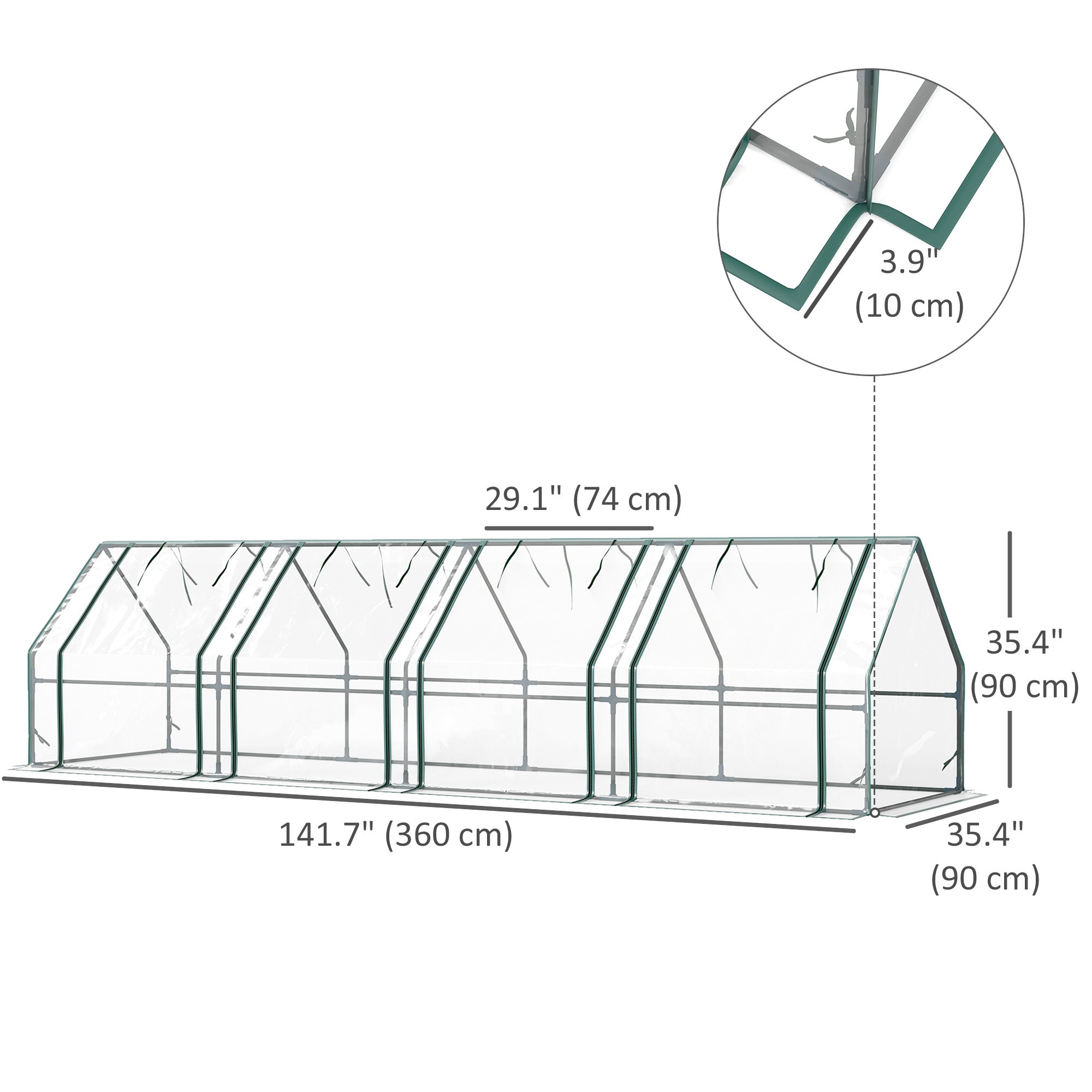 Outsunny Portable Mini Greenhouse Tunnel Growing Tent Plants Flower Warm House w/ Zippered Roll-up Doors, Clear 