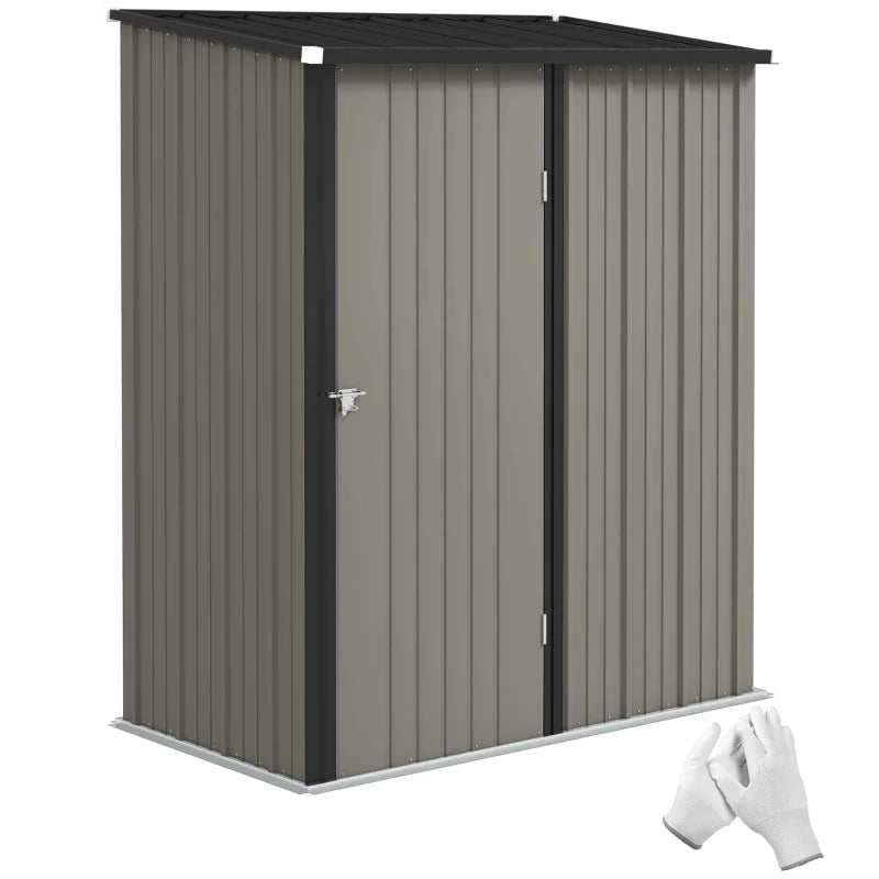 5' x 3' Outdoor Storage Shed, Steel Garden Shed with Single Lockable Door, Tool Storage Shed for Backyard, Grey