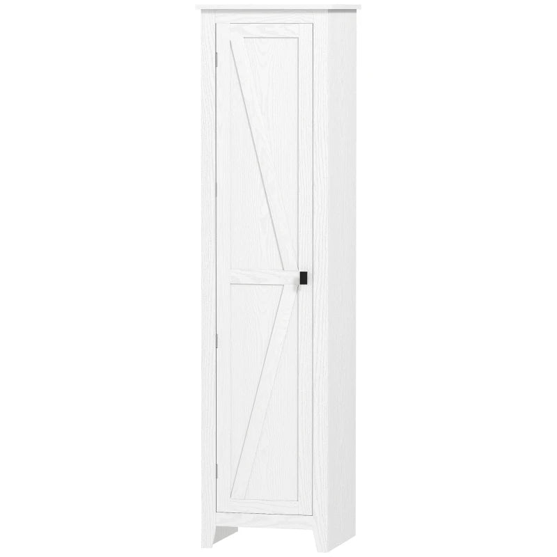 67" Farmhouse Kitchen Pantry Storage Cabinet with Barn Door, Kitchen Pantry Cabinet with Adjustable Shelves, White