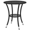 Outdoor Rattan Dining Table, Patio Wicker Round Coffee Table with 2-Tier Storage Shelf, Black