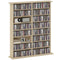 8-Tier DVD Shelf with 12 Adjustable Shelves, Double CD Shelf, Holds 720 CDs, 396 DVDs or 396 Blu-rays, Natural Wood