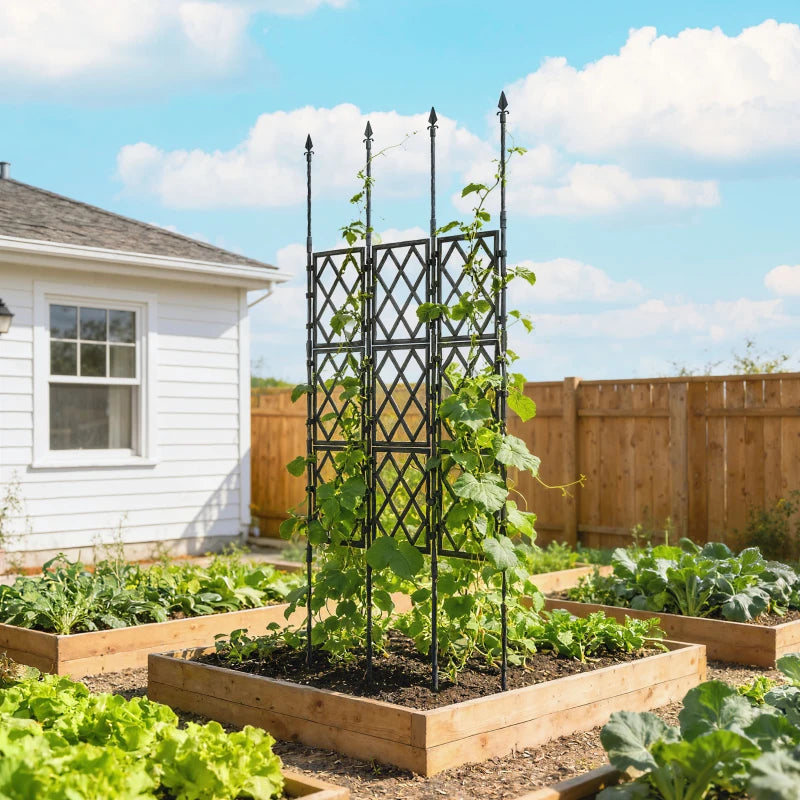 Foldable Garden Trellis, 33.5 x 77.6 Inch Lattice Climbing Support Trellis for Garden, DIY Assembly, Black